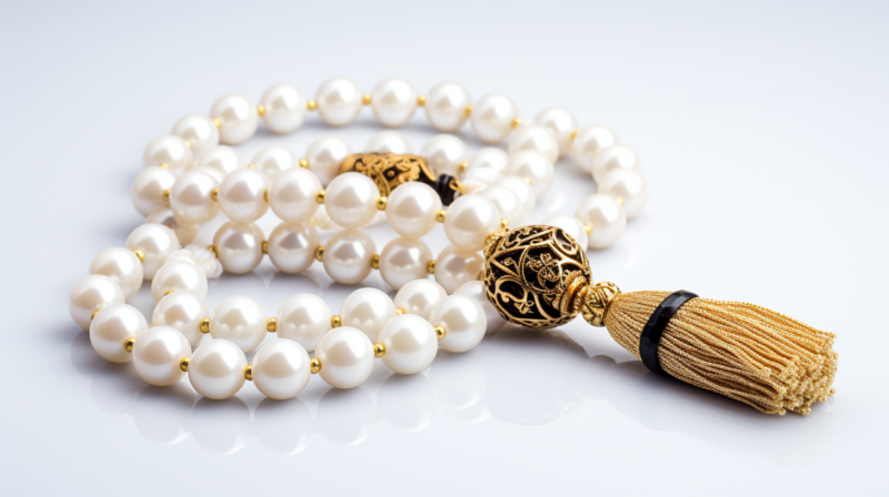 Muslim prayer beads tasbih, subha, misbaha natural gemstone 33 pearls