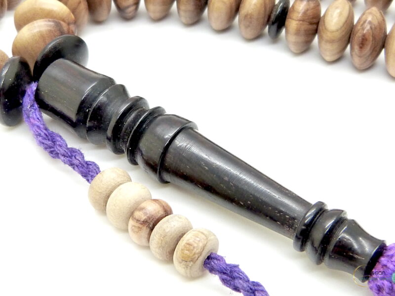 Tasbih made of olivewood and ebony with african tassel 10mm - Image 4