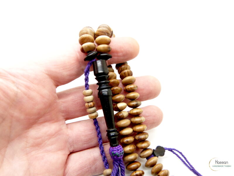 Tasbih made of olivewood and ebony with african tassel 10mm - Image 7