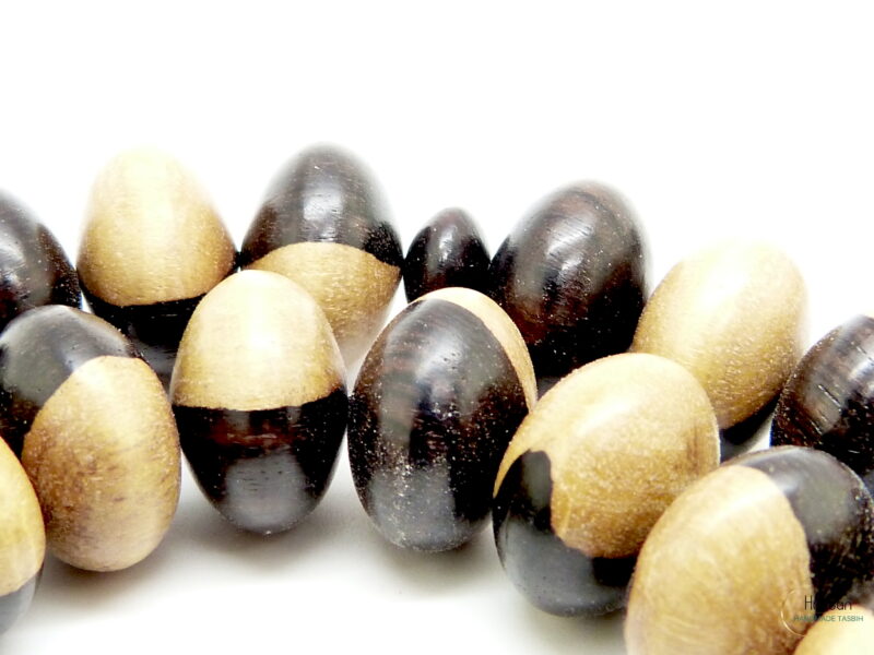 Tasbih made of two tone ebony with african tassel 14mm - Image 3
