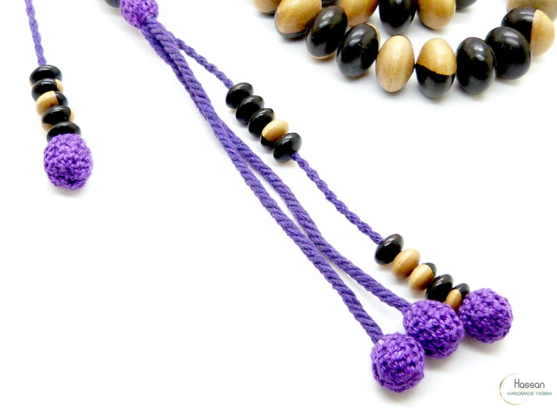Tasbih made of two tone ebony with african tassel 14mm - Image 6