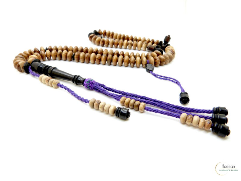 Tasbih made of olivewood and ebony with african tassel 10mm