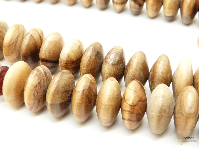 Tasbih made of olivewood inlaid with bloodwood african tassel 12mm - Image 2