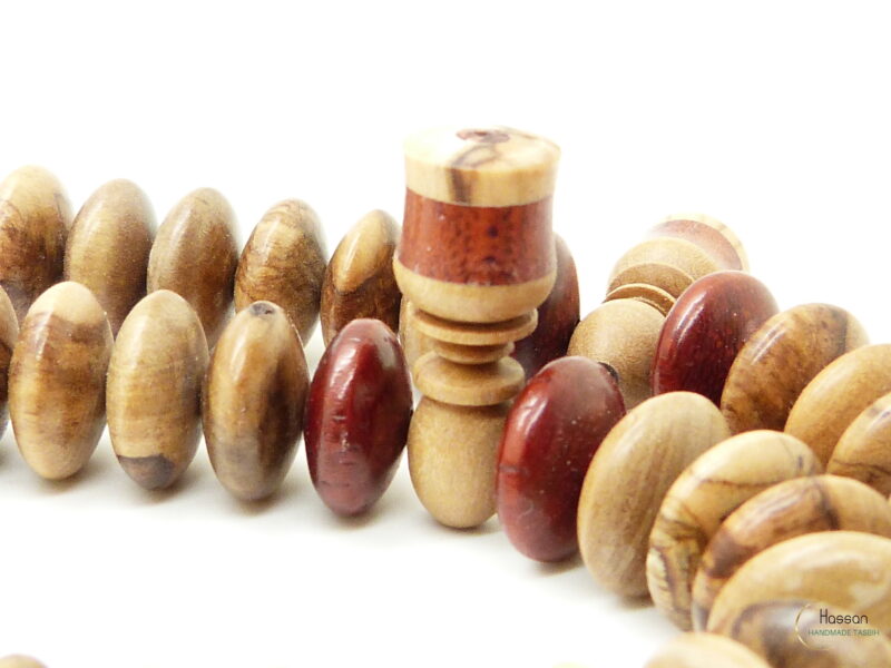 Tasbih made of olivewood inlaid with bloodwood african tassel 12mm - Image 3