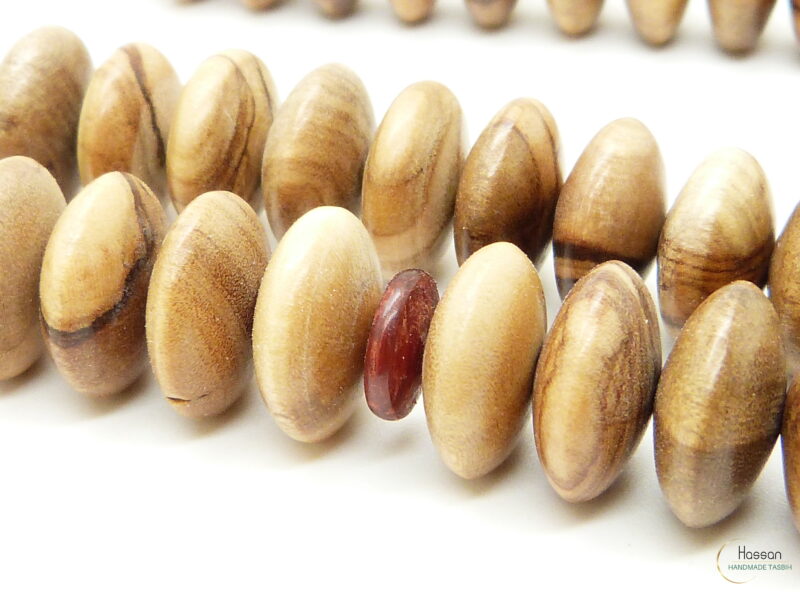 Tasbih made of olivewood inlaid with bloodwood african tassel 12mm - Image 5