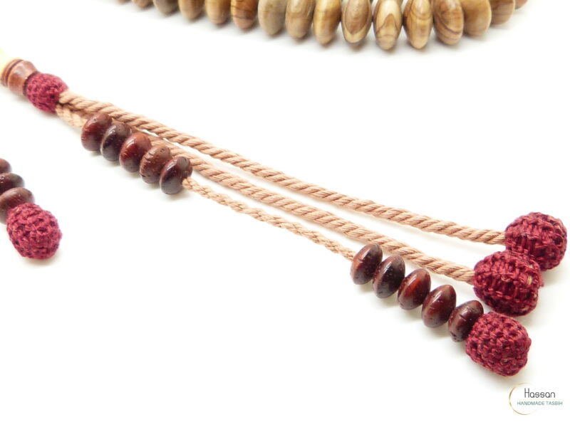 Tasbih made of olivewood inlaid with bloodwood african tassel 12mm - Image 6