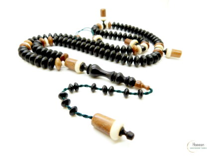 Unique Tasbih made of ebony, kuka and vegetal ivory 12mm